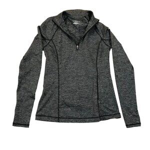 Tek Gear Womens Athletic Top Small Drytek Long Sleeve Quarter Zip Pullover Gray